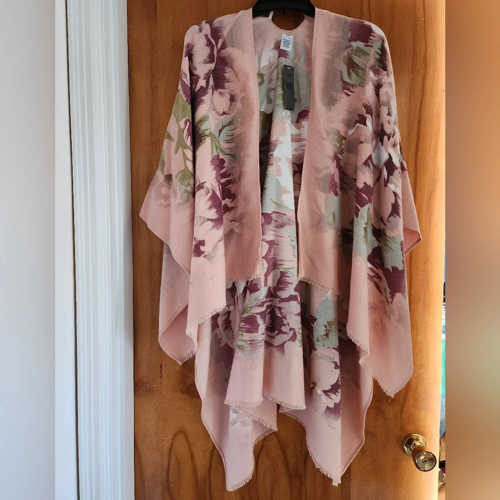Accessory St. Blush, purple, and green floral shawl/ wrap